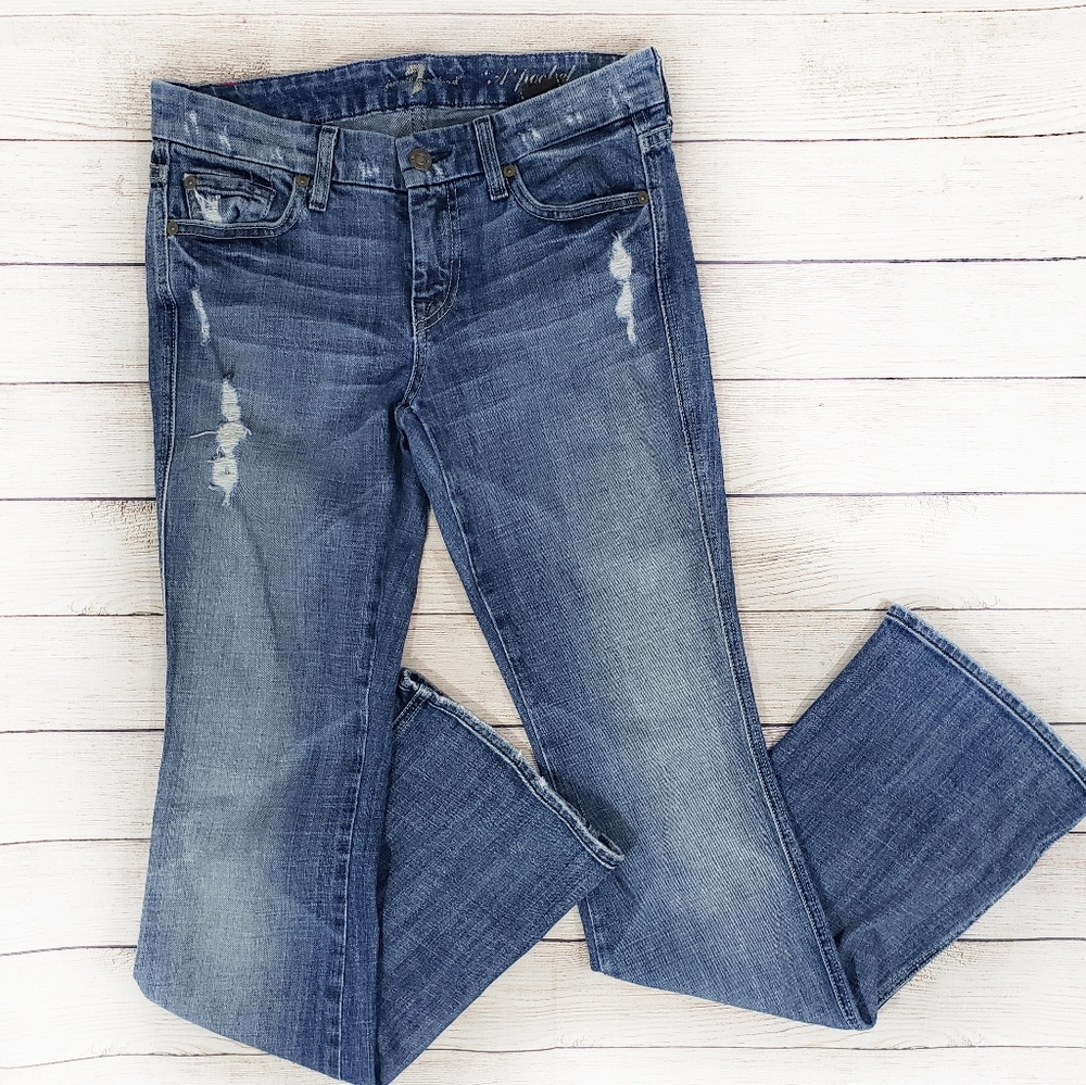 7 for All Mankind Distressed Bootcut Jeans